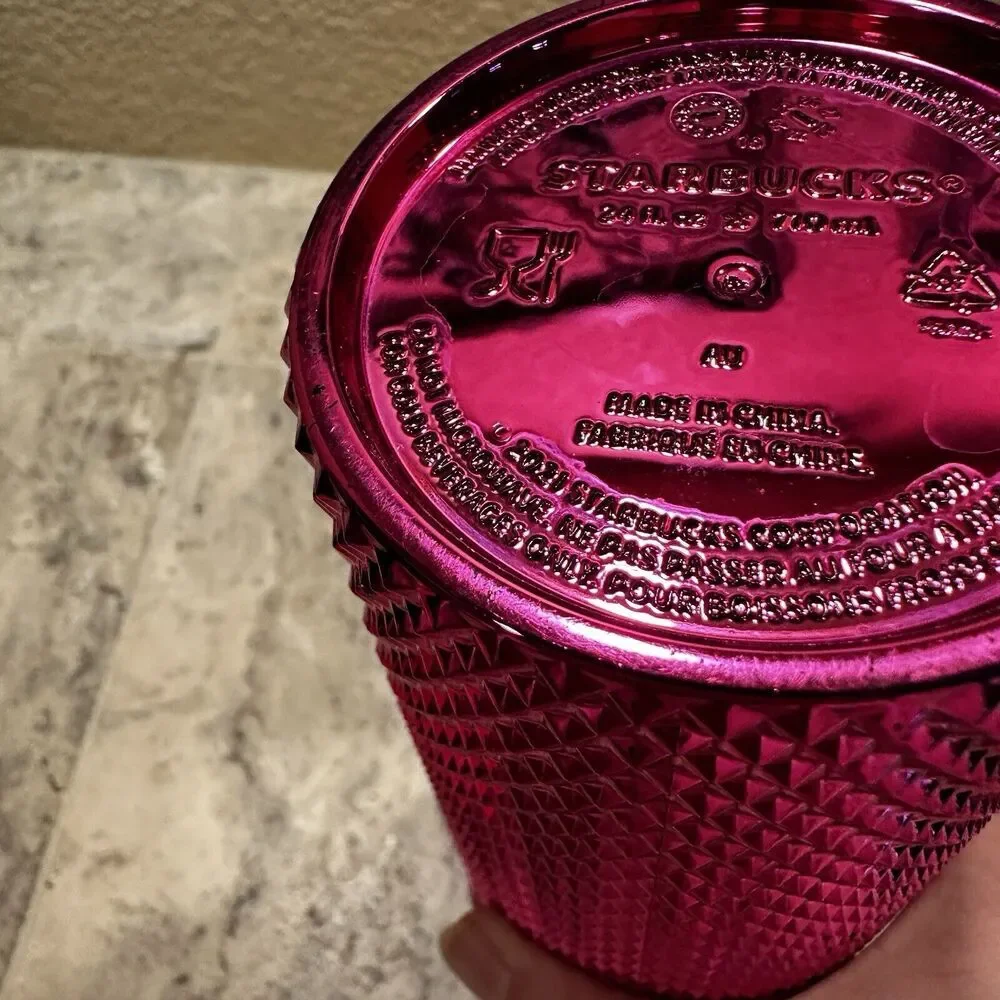 Starbucks Studded Tumbler Venti Hot Pink 24 Oz With Lid And Straw‎